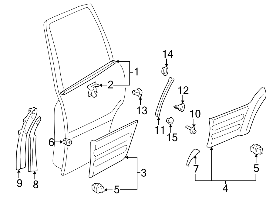 Diagram REAR DOOR. EXTERIOR TRIM. for your 2017 Toyota Avalon  Hybrid XLE Premium Sedan 