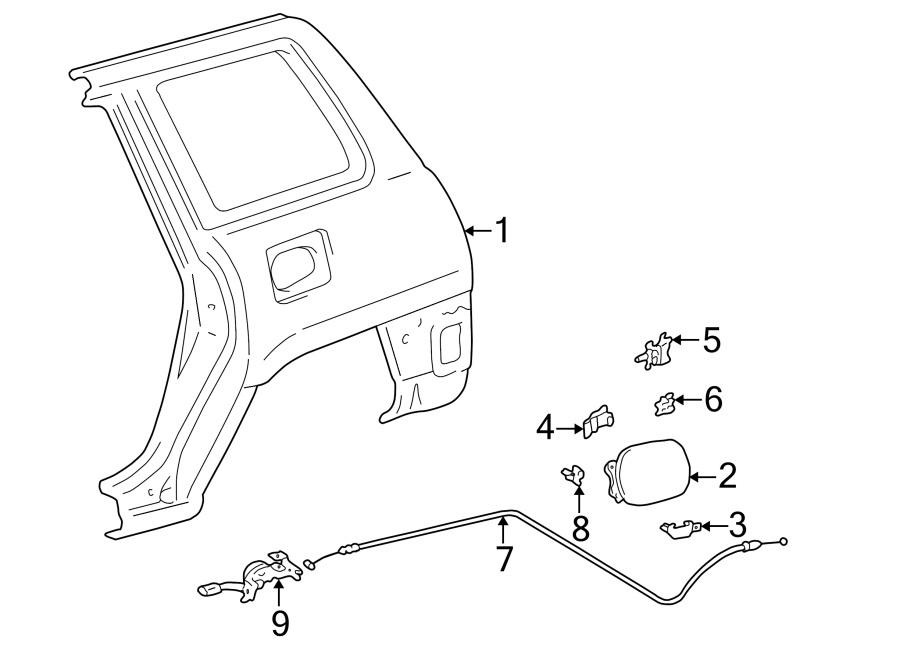 Diagram QUARTER PANEL & COMPONENTS. for your 2002 Toyota Avalon   