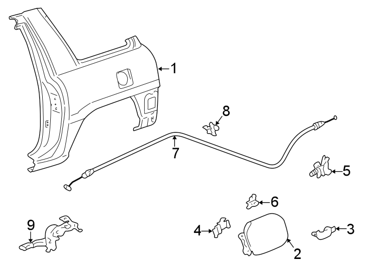 Diagram QUARTER PANEL & COMPONENTS. for your 2022 Toyota Tacoma   