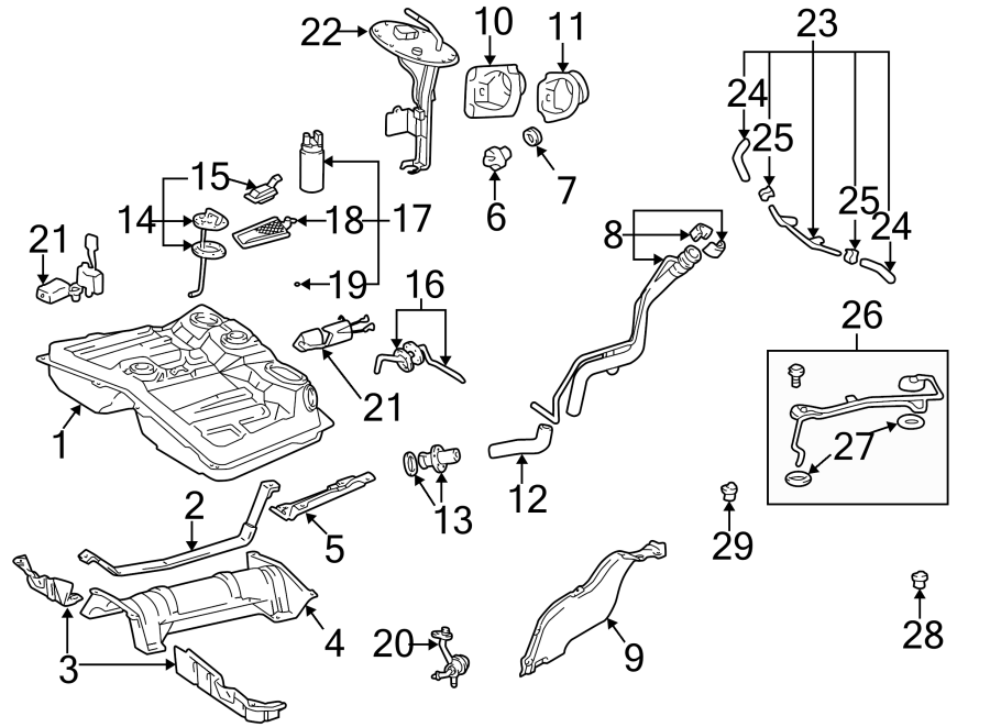 Diagram FUEL SYSTEM COMPONENTS. for your 1998 Toyota Avalon  XL Sedan 