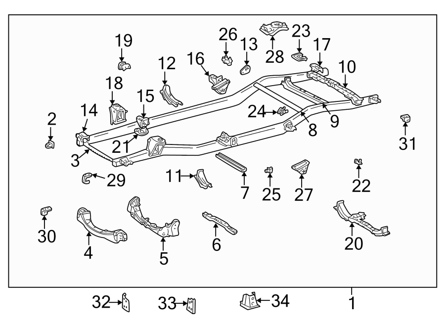 Diagram Frame & components. for your 2022 Toyota RAV4   