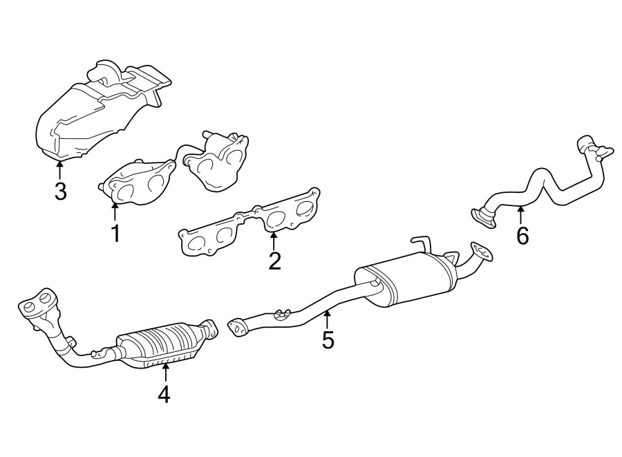 Diagram EXHAUST SYSTEM. EXHAUST COMPONENTS. for your 2007 Toyota Tundra 4.0L V6 A/T 4WD SR5 Extended Cab Pickup Fleetside 