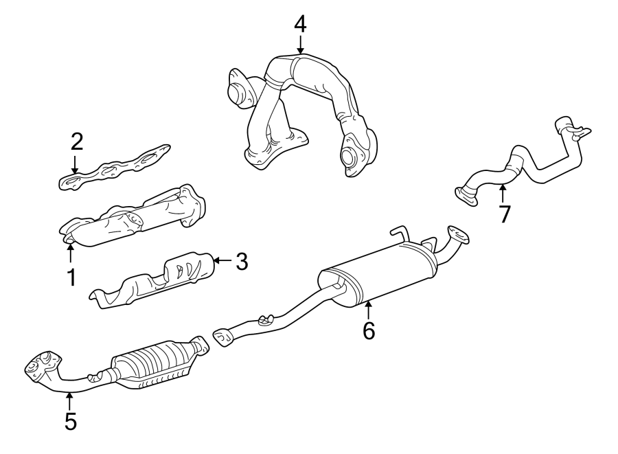 Diagram EXHAUST SYSTEM. EXHAUST COMPONENTS. for your 2007 Toyota Tundra 4.7L V8 A/T 4WD SR5 Extended Cab Pickup Fleetside 