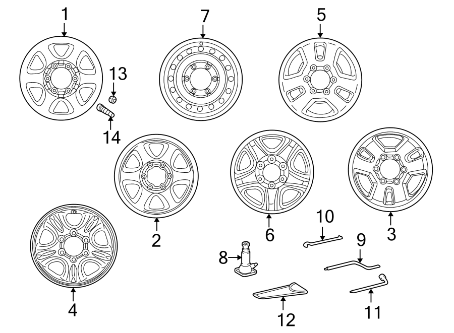 Diagram WHEELS. for your 2010 Toyota Sienna  LE Mini Passenger Van 