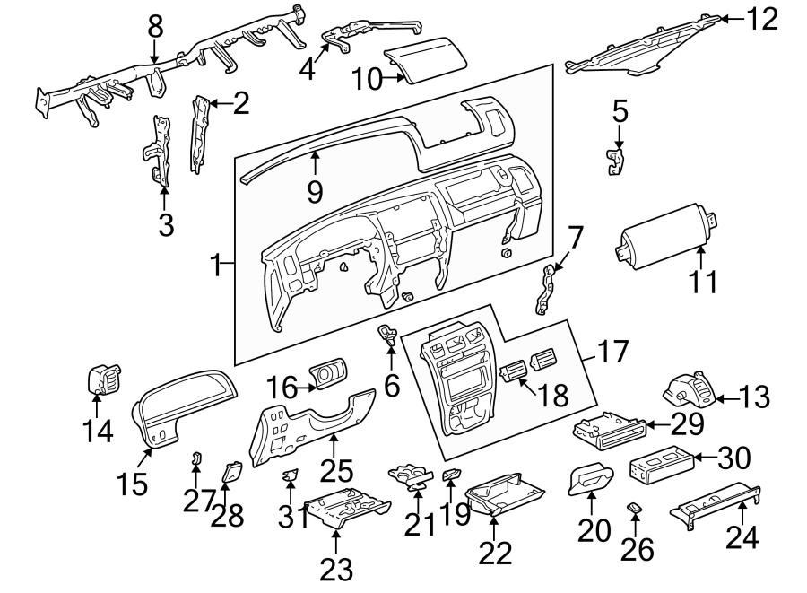 Diagram INSTRUMENT PANEL. for your 2021 Toyota Corolla   