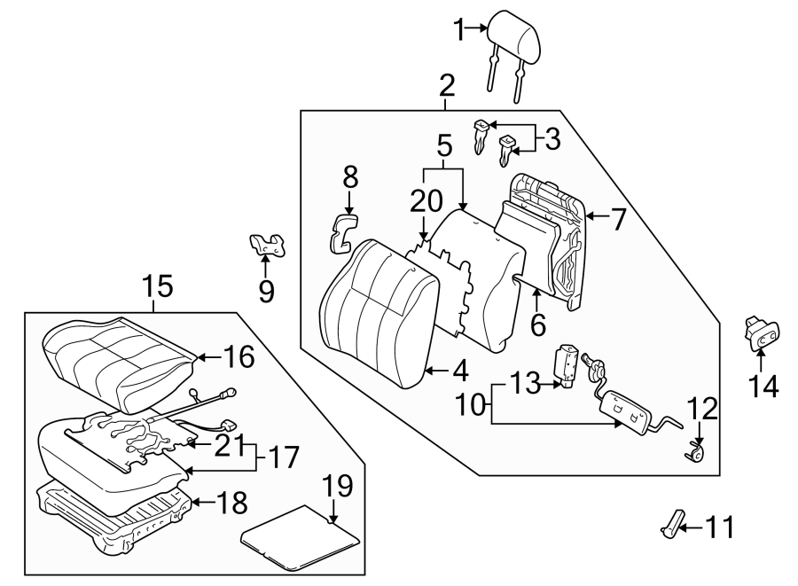 Diagram SEATS & TRACKS. FRONT SEAT COMPONENTS. for your 1997 Toyota Land Cruiser   