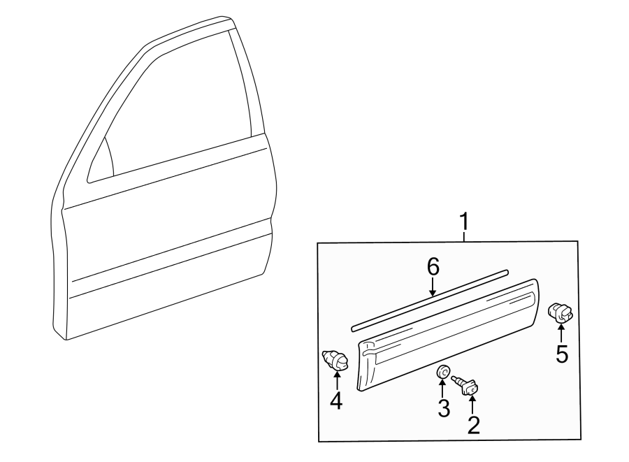 Diagram FRONT DOOR. EXTERIOR TRIM. for your 2021 Toyota Tundra   