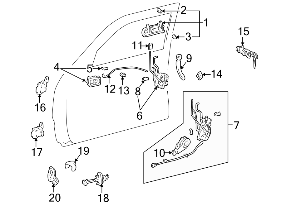 Diagram FRONT DOOR. LOCK & HARDWARE. for your 2008 Toyota 4Runner   