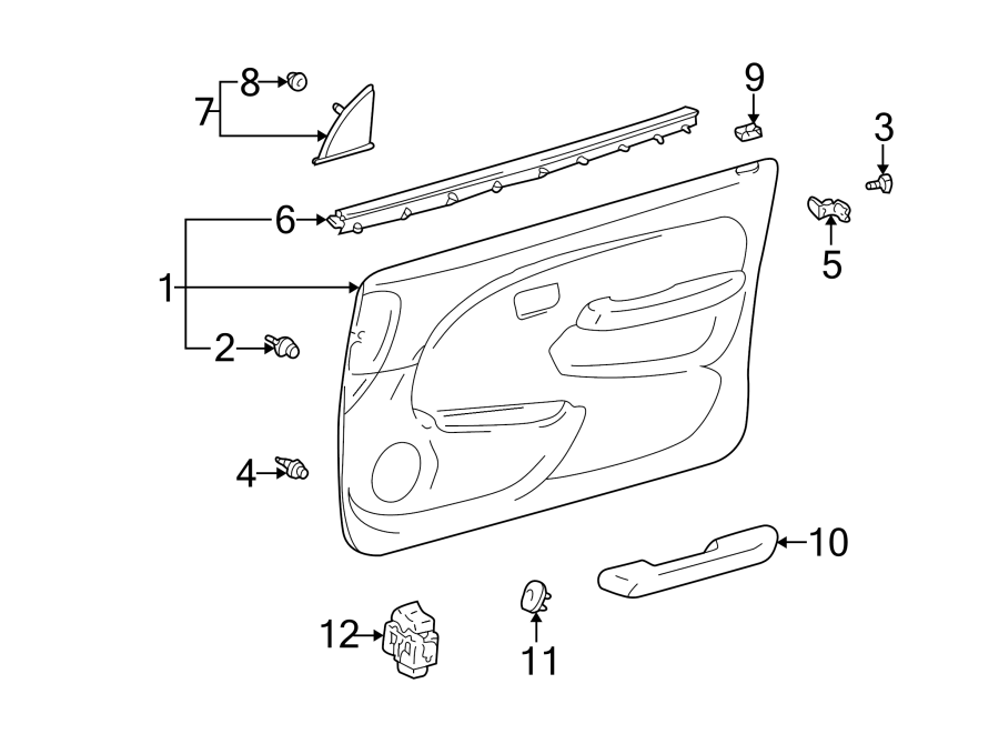 Diagram FRONT DOOR. INTERIOR TRIM. for your 1998 Toyota Tacoma   