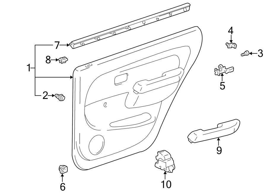 Diagram REAR DOOR. INTERIOR TRIM. for your 1998 Toyota Tacoma   