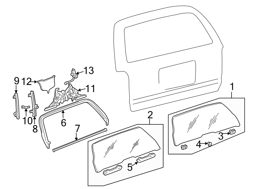 Diagram LIFT GATE. GLASS & HARDWARE. for your 2015 Toyota Tundra  SR5 Crew Cab Pickup Fleetside 