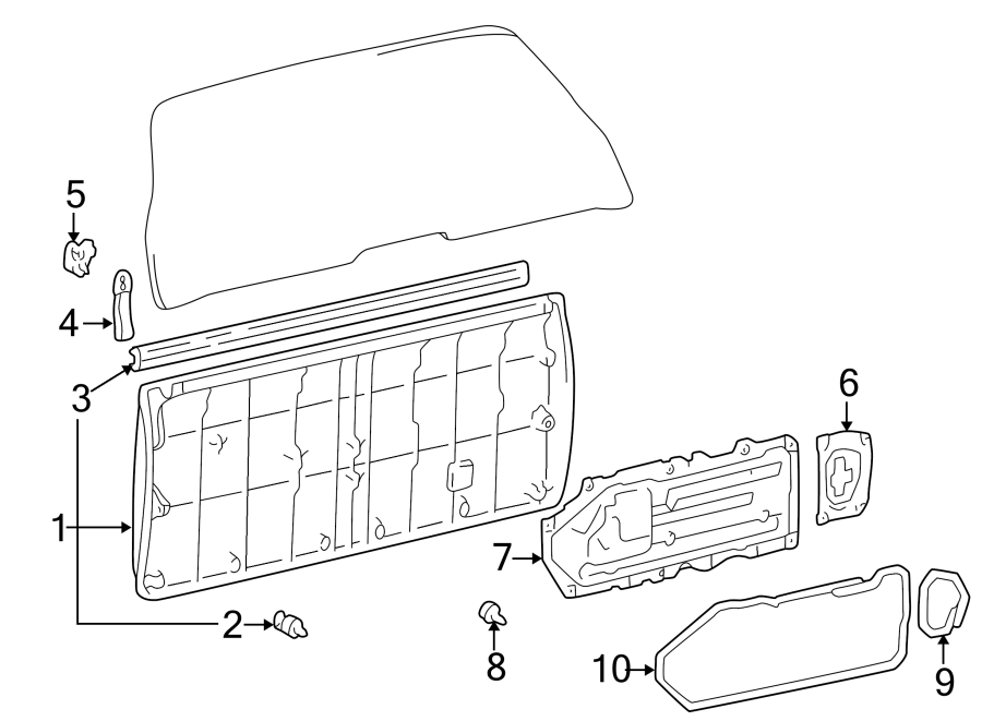 Diagram LIFT GATE. INTERIOR TRIM. for your 1998 Toyota Tacoma   