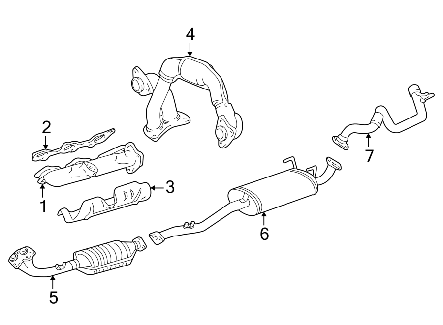 Diagram Exhaust system. for your 2007 Toyota Tundra 4.7L V8 A/T 4WD SR5 Extended Cab Pickup Fleetside 