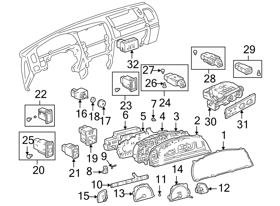 Diagram INSTRUMENT PANEL. CLUSTER & SWITCHES. for your 2014 Toyota Tundra 4.0L V6 A/T RWD SR Extended Cab Pickup Fleetside 