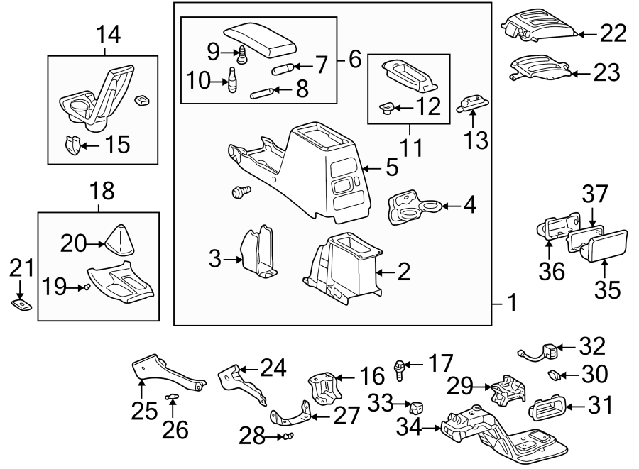 Diagram CENTER CONSOLE. for your 1998 Toyota Camry 2.2L A/T XLE SEDAN 