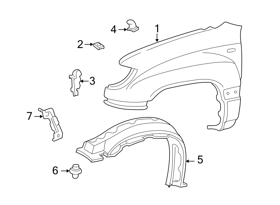 Diagram FENDER & COMPONENTS. for your 2017 Toyota 4Runner  TRD Off-Road Sport Utility 