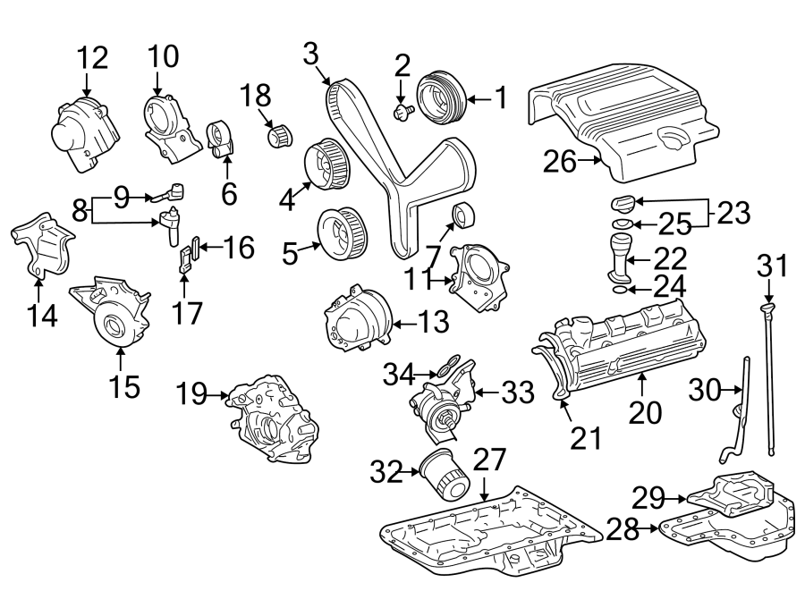 Diagram ENGINE / TRANSAXLE. ENGINE PARTS. for your 2001 Toyota Tacoma   