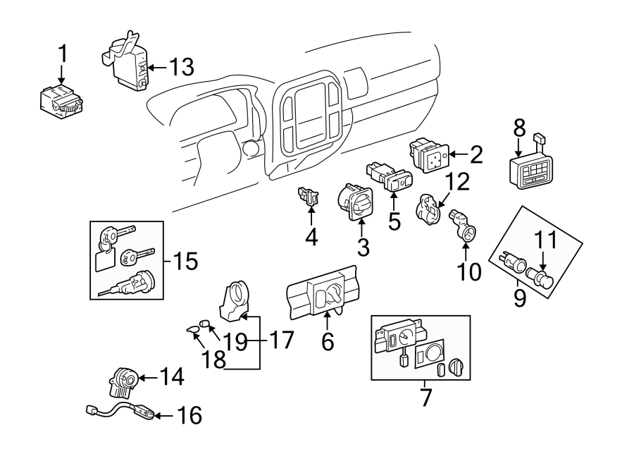 Diagram INSTRUMENT PANEL. SWITCHES. for your 2008 Toyota Yaris   