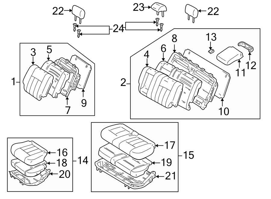 Diagram SEATS & TRACKS. REAR SEAT COMPONENTS. for your 2010 Toyota Sienna 3.5L V6 A/T FWD Limited Mini Passenger Van 