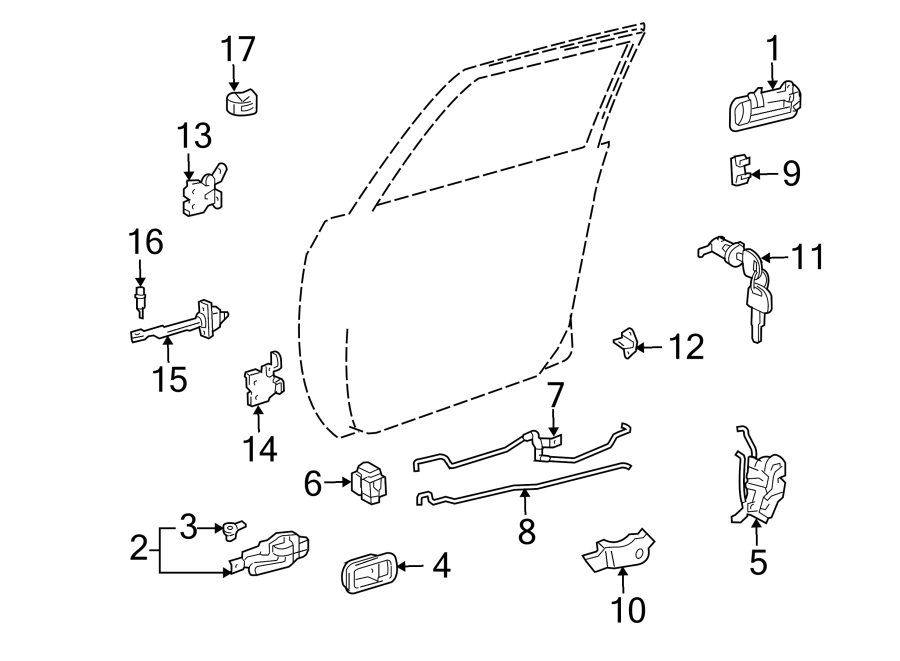 Diagram FRONT DOOR. LOCK & HARDWARE. for your 2011 Toyota Matrix   