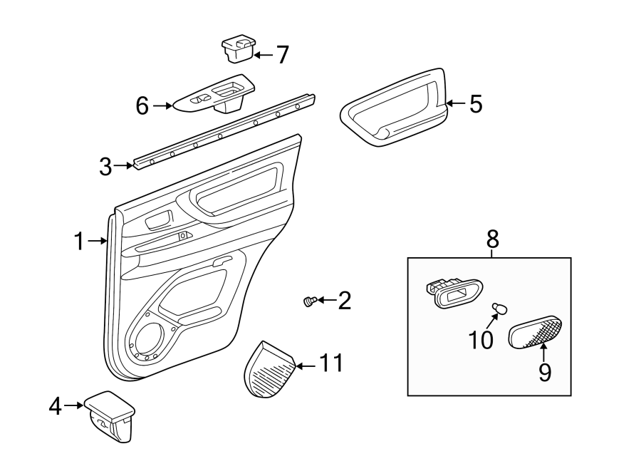 Diagram REAR DOOR. INTERIOR TRIM. for your 2024 Toyota Venza   