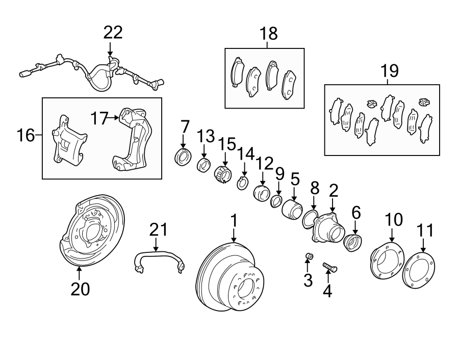 Diagram REAR SUSPENSION. BRAKE COMPONENTS. for your 2022 Toyota 4Runner  TRD Off-Road Premium Sport Utility 