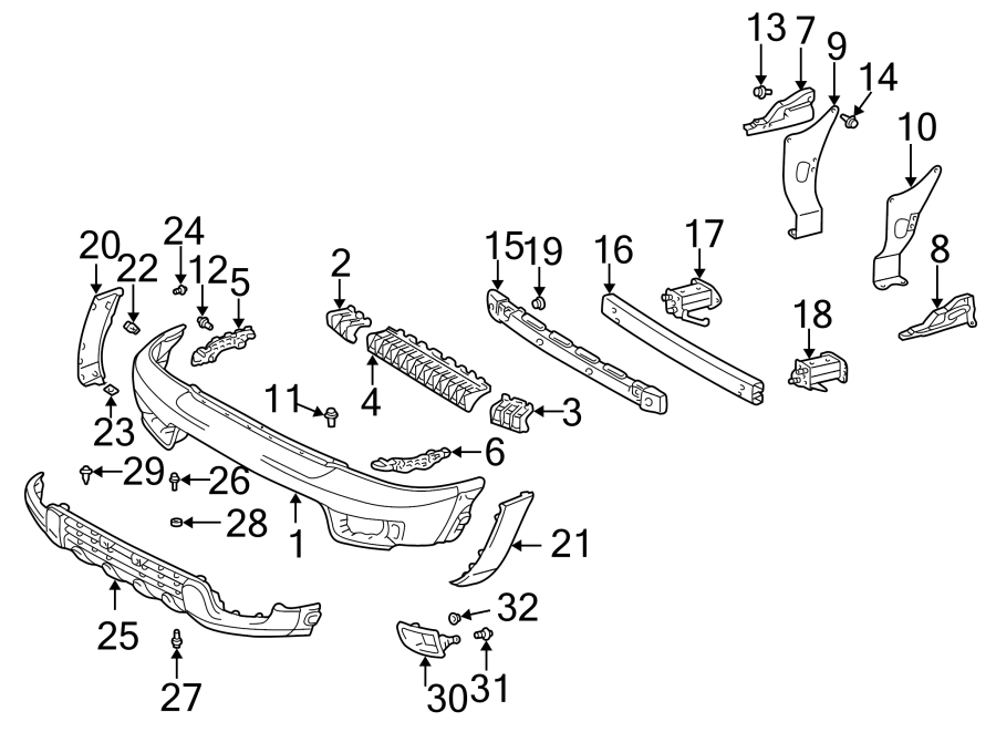 Diagram Front bumper. Pick up box. Bumper & components. for your 1996 Toyota