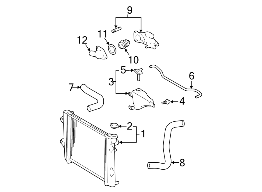 Diagram RADIATOR & COMPONENTS. for your 2004 Toyota 4Runner 4.0L V6 A/T 4WD Limited Sport Utility 