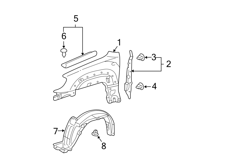 Diagram FENDER & COMPONENTS. for your Toyota