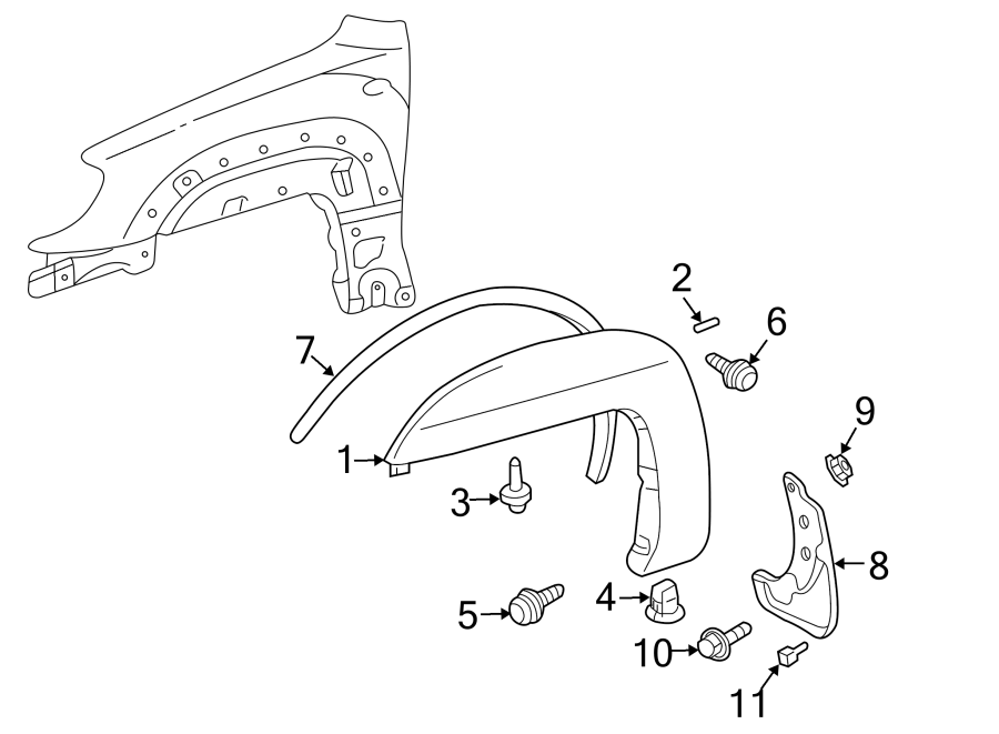 Diagram FENDER. EXTERIOR TRIM. for your Toyota