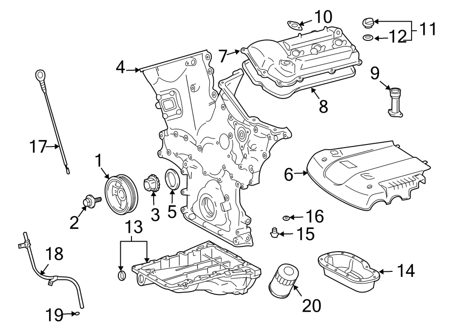 Diagram ENGINE PARTS. for your 2008 Toyota 4Runner 4.0L V6 A/T RWD SR5 Sport Utility 