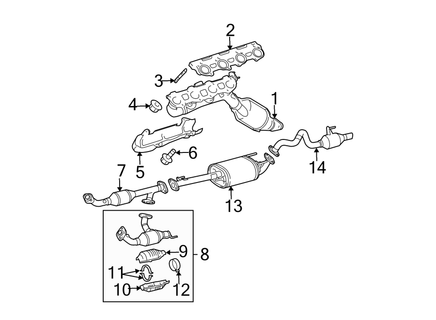 Diagram EXHAUST SYSTEM. EXHAUST COMPONENTS. for your 2008 Toyota Tacoma   