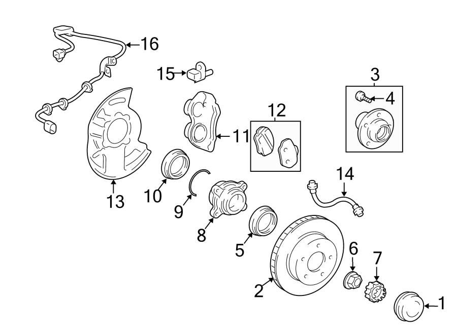 Diagram FRONT SUSPENSION. BRAKE COMPONENTS. for your 2020 Toyota Highlander   