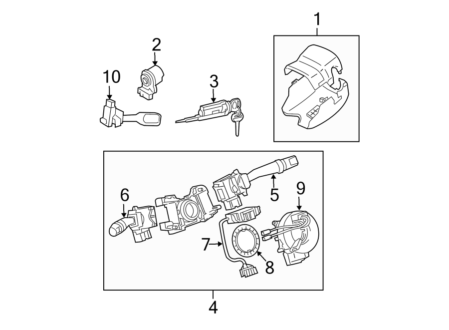 Diagram STEERING COLUMN. SHROUD. SWITCHES & LEVERS. for your 2005 Toyota Sequoia  Limited Sport Utility 