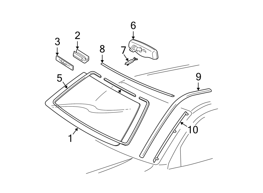 Diagram WINDSHIELD. GLASS. REVEAL MOLDINGS. for your 1997 Toyota 4Runner   