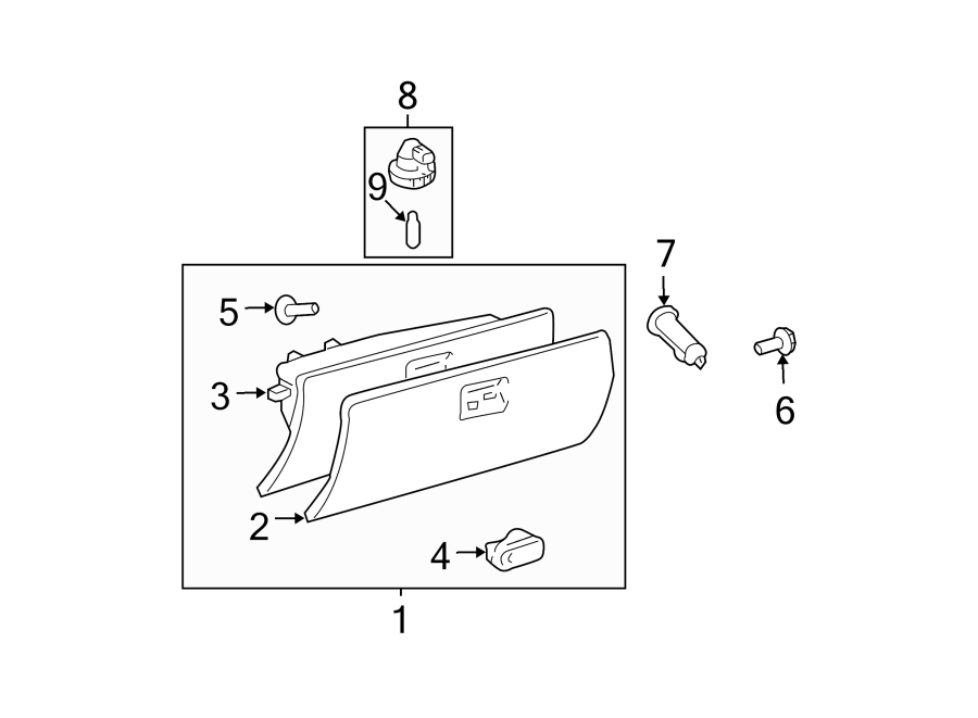 Diagram INSTRUMENT PANEL. GLOVE BOX. for your 2001 Toyota Avalon  XLS Sedan 