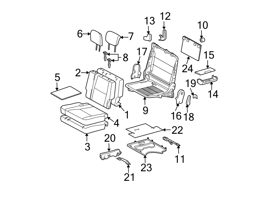 Diagram SEATS & TRACKS. REAR SEAT COMPONENTS. for your 2016 Toyota Yaris   