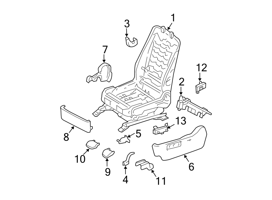 Diagram SEATS & TRACKS. TRACKS & COMPONENTS. for your 2012 Toyota Tundra 4.0L V6 A/T 4WD Base Extended Cab Pickup Fleetside 