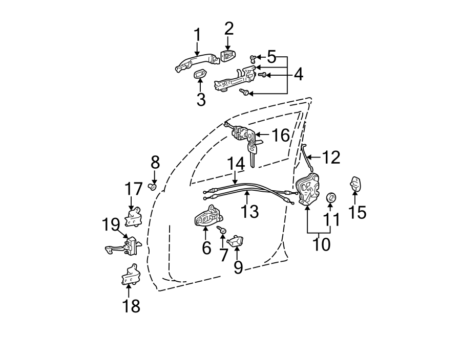 Diagram FRONT DOOR. LOCK & HARDWARE. for your 2023 Toyota Prius AWD-e   