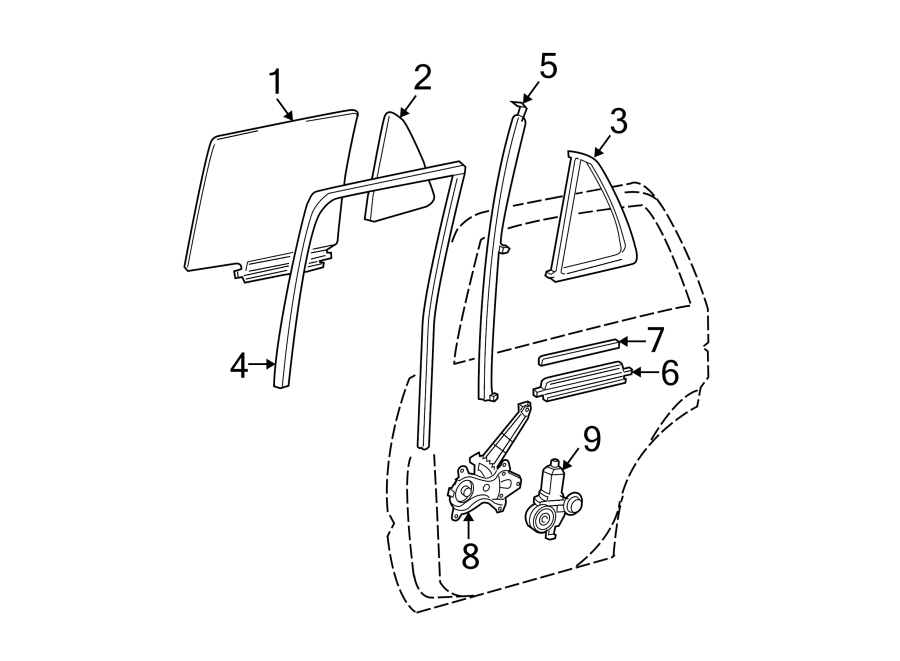 Diagram REAR DOOR. GLASS & HARDWARE. for your 2006 Toyota 4Runner   