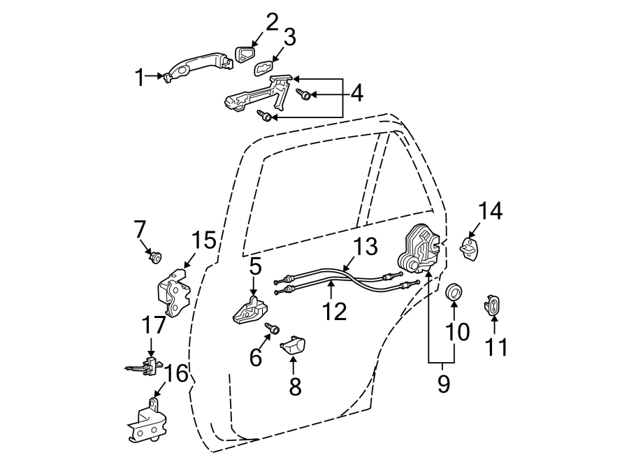 Diagram REAR DOOR. LOCK & HARDWARE. for your 2016 Toyota Prius c   