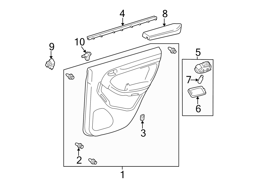 Diagram REAR DOOR. INTERIOR TRIM. for your 2018 Toyota Highlander   