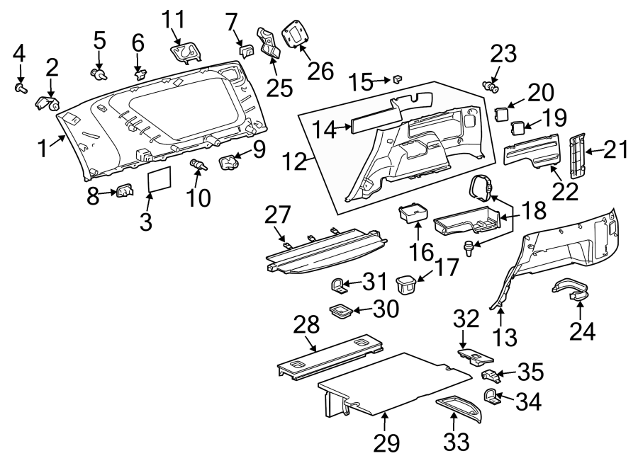 Diagram QUARTER PANEL. INTERIOR TRIM. for your 2023 Toyota Tacoma 3.5L V6 M/T 4WD TRD Off-Road Crew Cab Pickup Fleetside 