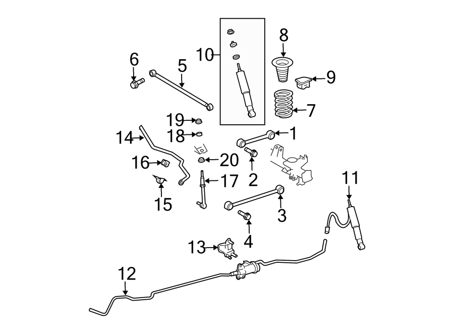 Diagram REAR SUSPENSION. STABILIZER BAR & COMPONENTS. SUSPENSION COMPONENTS. for your 2003 Toyota Tacoma 2.4L A/T RWD Base Standard Cab Pickup Stepside 