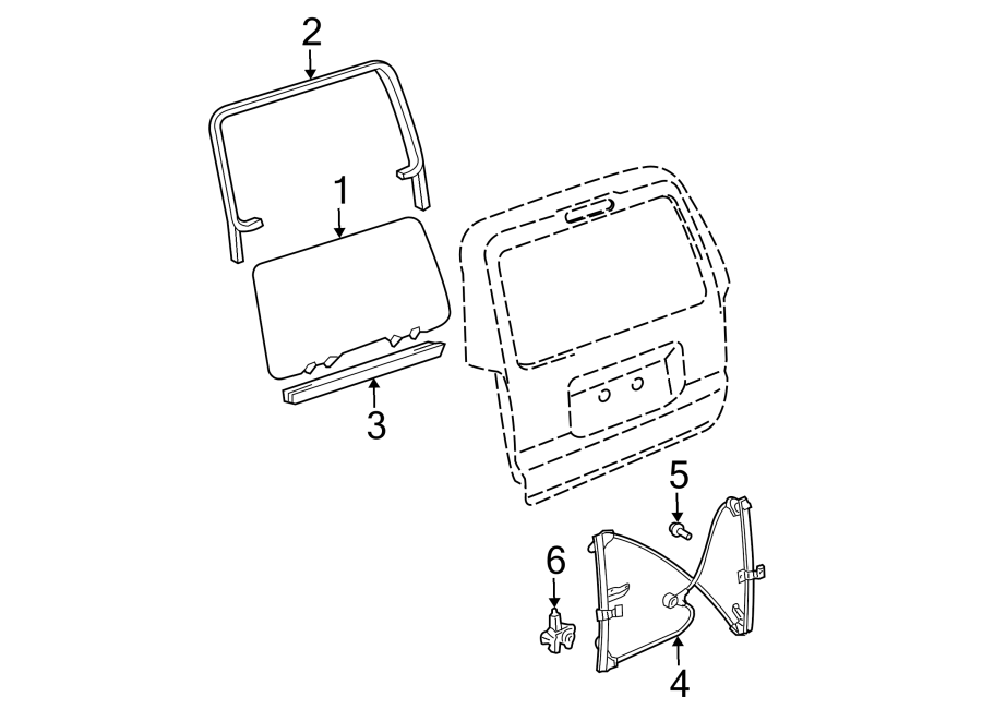 Diagram LIFT GATE. GLASS & HARDWARE. for your 2012 Toyota Tacoma 2.7L M/T 4WD Base Crew Cab Pickup Fleetside 