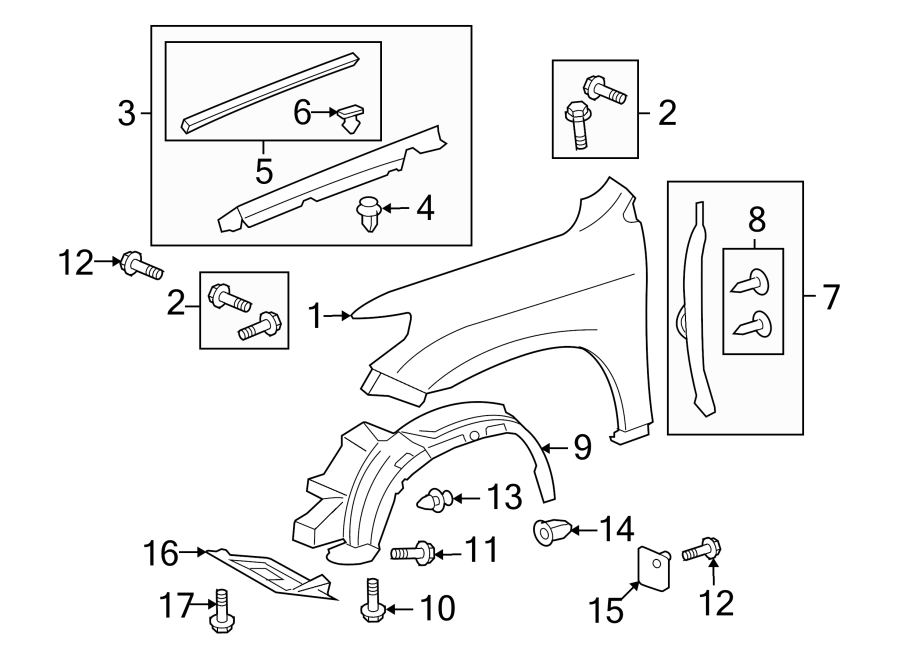 Diagram FENDER & COMPONENTS. for your 2004 Toyota Avalon  XLS Sedan 