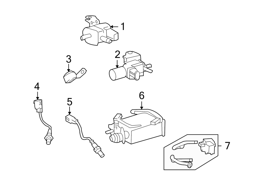 Diagram EMISSION SYSTEM. EMISSION COMPONENTS. for your 2020 Toyota Prius 1.8L FULL HYBRID EV-GAS (FHEV) CVT LE Hatchback 