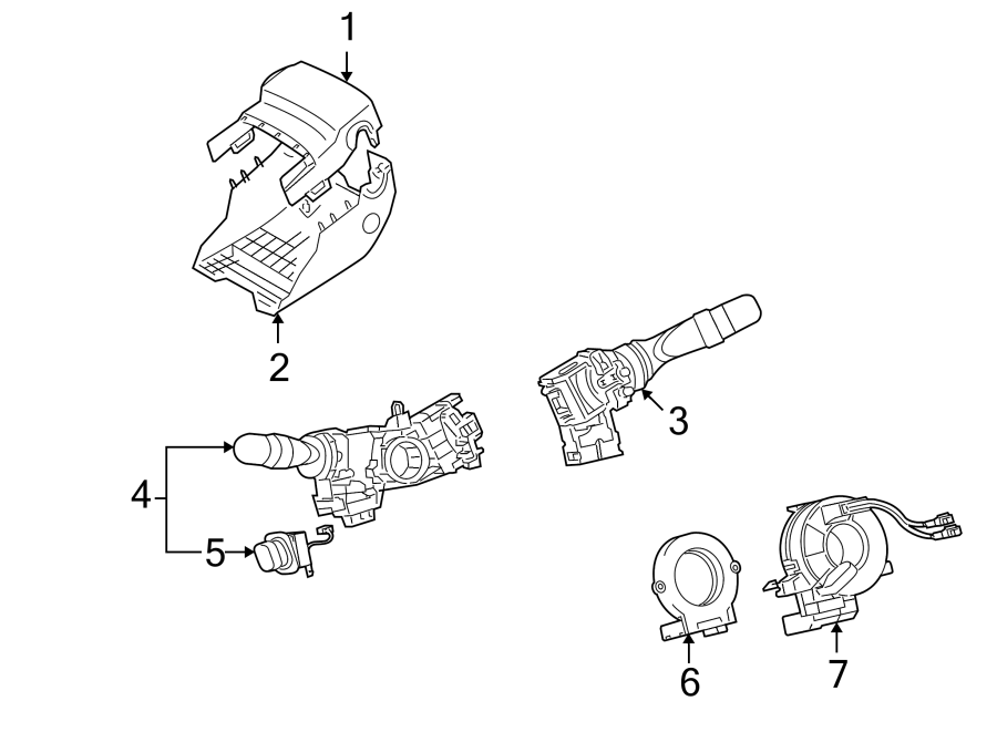 Diagram STEERING COLUMN. SHROUD. SWITCHES & LEVERS. for your 2011 Toyota RAV4   