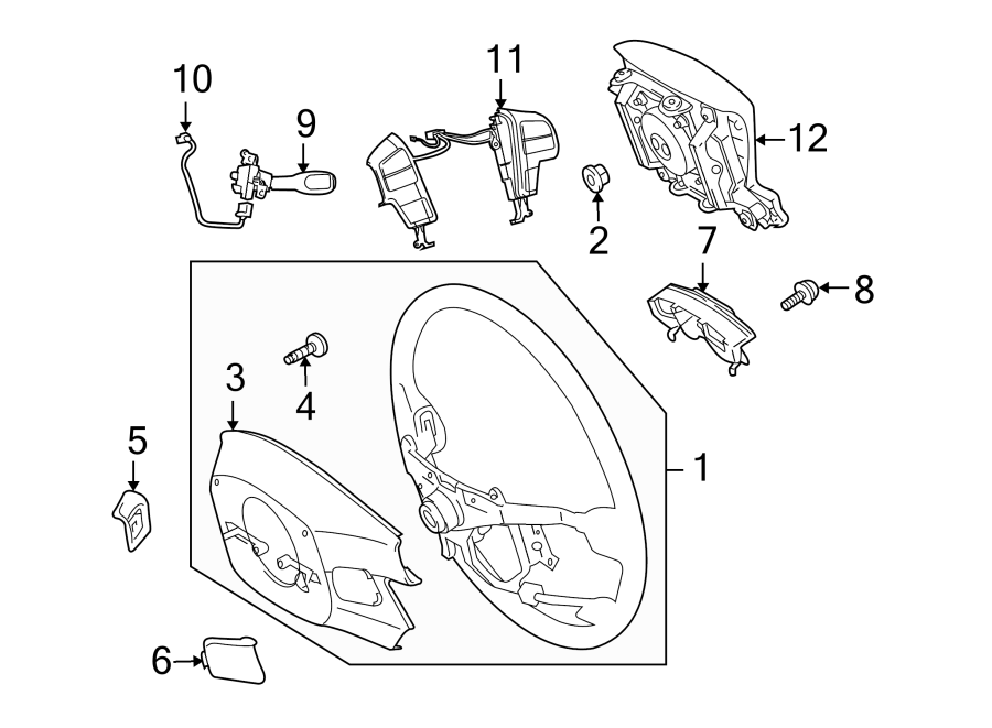 Diagram STEERING WHEEL & TRIM. for your 2009 Toyota Sequoia 5.7L i-Force V8 FLEX A/T 4WD SR5 Sport Utility 