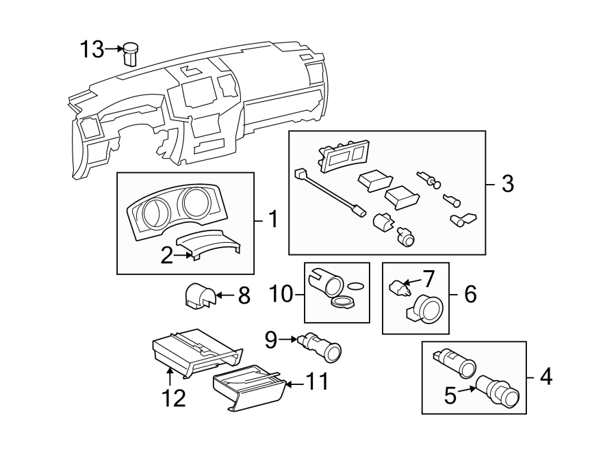 Diagram INSTRUMENT PANEL COMPONENTS. for your Toyota